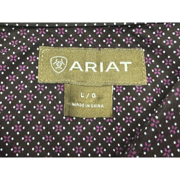 Ariat Men's Long Sleeve Purple Geo Print Western Button Up Shirt - Size L - Picture 5 of 6